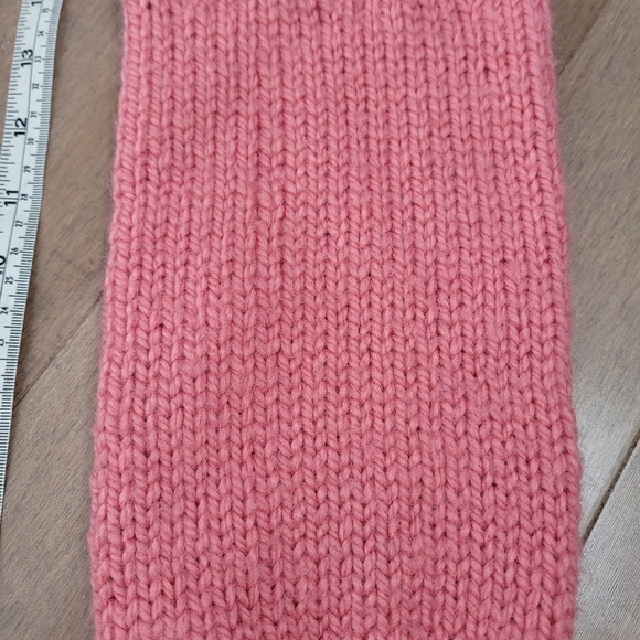 Hand knit pink and grey stirrup leg warmers - Picture 3 of 5